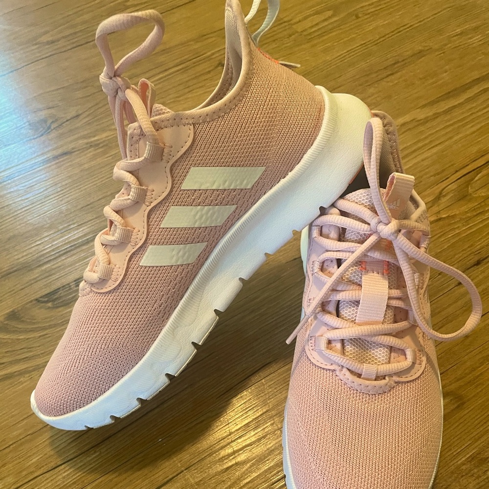 Pink and orange womens adidas running shoes
